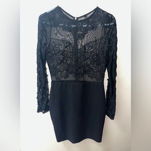 Black mesh mini dress